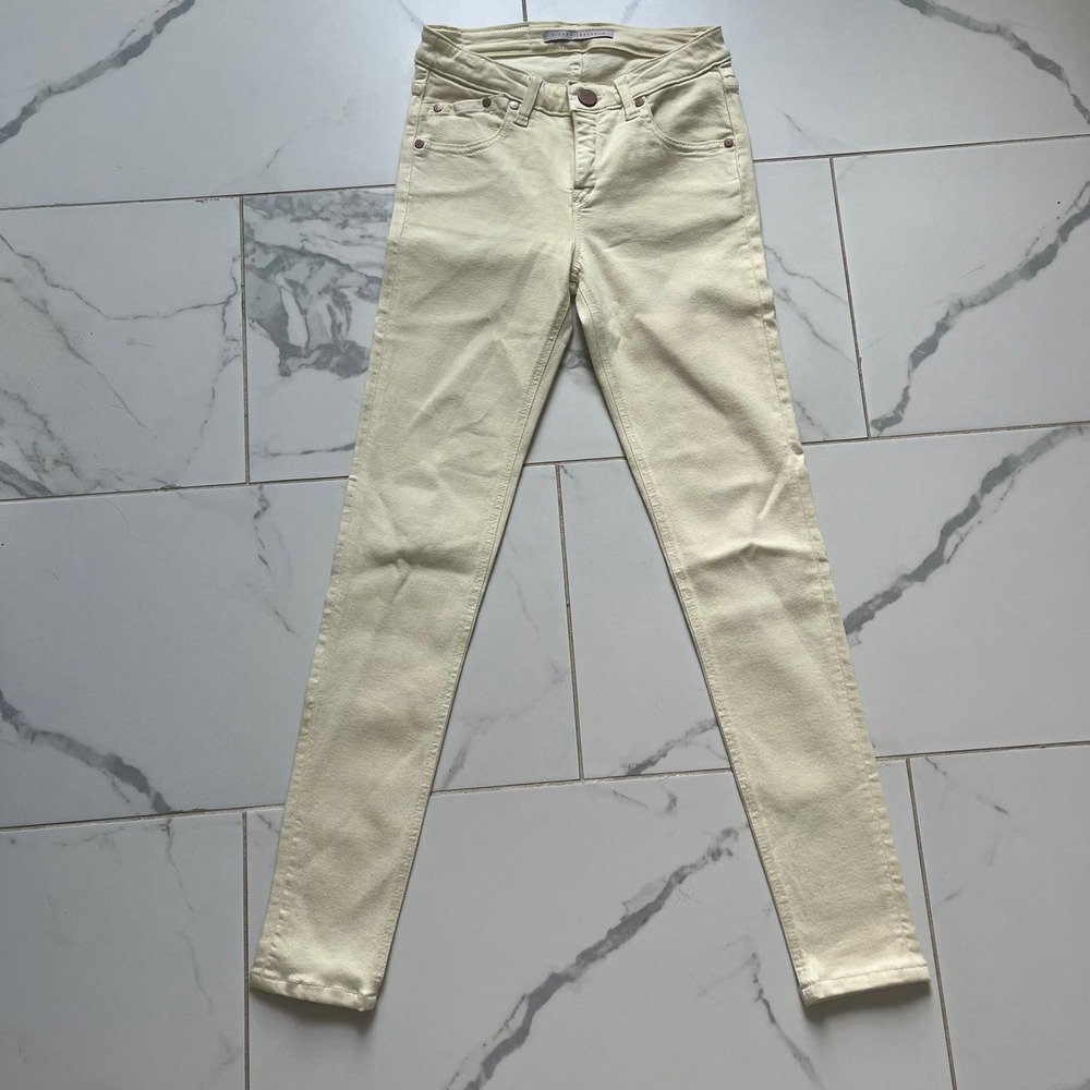 Victoria Beckham stretch skinny jean mid rise butter yellow sz 25